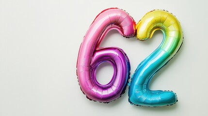 Vibrant Pink and Blue Number Balloons Celebrating 62