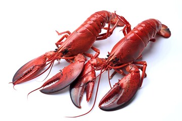raw lobster on white background