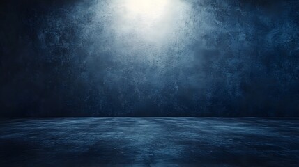 Dark Blue Grunge Wall and Floor Studio Background