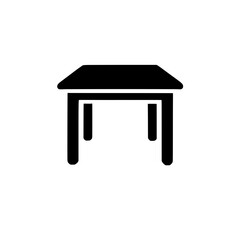 Table Silhouette: Simple black silhouette of a classic table with four legs and a rectangular top, against a clean background. A minimalist representation of furniture for use in design projects.