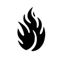 Fiery Abstract Flame: A stylized black flame icon, perfect for designs needing a bold, powerful, and symbolic representation of fire, energy, or passion.