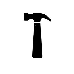 Claw Hammer Icon: A simple, bold black icon of a claw hammer, perfect for construction, DIY, and tool-related projects.  The clean design is versatile and easily scalable.