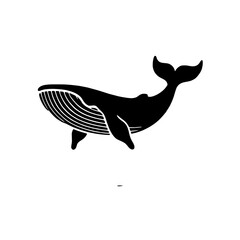 Whale Silhouette: A sleek, minimalist silhouette of a humpback whale leaps gracefully from the water, its powerful tail fin extended in a dramatic display of marine power.  