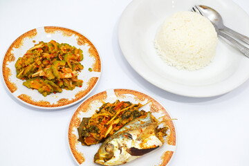 Steamed Fish and Stir Fried Bitter Melon with Rice