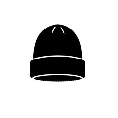 Woolen Beanie Silhouette:  A simple yet stylish silhouette of a woolen beanie, perfect for representing winter warmth, comfort, and fashion. 