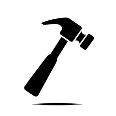 Hammer Icon: A simple yet powerful icon depicting a black hammer with a wooden handle, casting a shadow beneath, symbolizing strength, construction, and DIY projects.