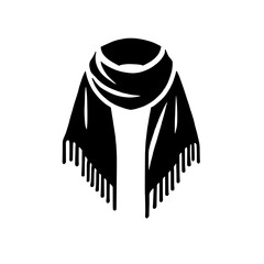 Simple Scarf Silhouette:  A minimalist black and white illustration of a scarf with fringed ends, emphasizing its simple yet elegant design.  