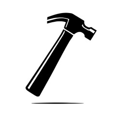 Hammer Icon: A minimalist and modern illustration of a black hammer with a subtle shadow, perfect for showcasing construction, repair, and DIY themes. 
