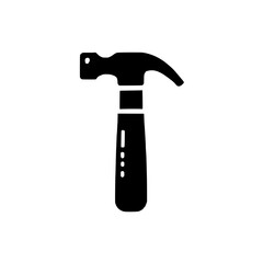 Claw Hammer Icon: A simple, yet effective, black and white vector illustration of a claw hammer, perfect for DIY, construction, and handyman projects. The clean design is suitable for websites, apps.