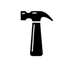 Claw Hammer Icon: A simple, bold, black and white illustration of a claw hammer, perfect for construction, DIY, and tool-related projects.  