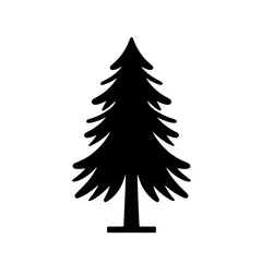 Obraz premium Silhouette of a Pine Tree: A simple yet striking silhouette of a pine tree, rendered in stark black against a transparent background, evoking the timeless beauty of nature.
