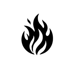 Fiery Orb:  A stylized black flame emblem, contained within a circular frame, symbolizes energy, passion, and intensity.  The design is bold, graphic, and versatile.