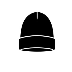 Black Knit Beanie: Simple, stylish black knit beanie hat, isolated vector illustration. Perfect for winter fashion or outdoor activities.  