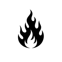 Blazing Flame Icon: A powerful and dynamic black silhouette of a fiery flame, symbolizing passion, energy, and intensity. Ideal for graphic design, web design, and branding applications.  