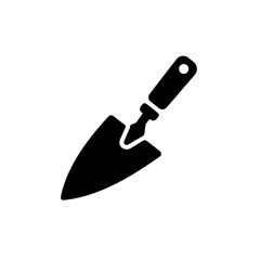 Trowel Icon: A simple, yet versatile, black silhouette of a trowel, perfect for representing gardening, construction, or DIY projects. The minimalist design is clean and easily adaptable.