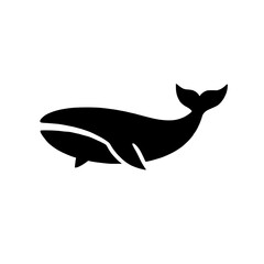 Whale Silhouette: A minimalist silhouette of a whale, symbolizing grace, strength, and the vastness of the ocean. This icon is perfect for representing marine life, conservation, and travel. 