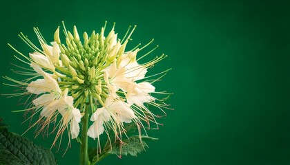 close up of Amimajus flower, green background, copy space 