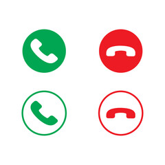 Phone call button icon vector. Answer and decline button vector.