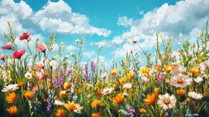 Meadow design element. Generative AI