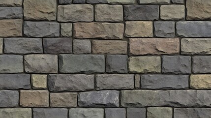 Fototapeta premium Realistic Multicolored Stone Wall Texture Seamless Pattern