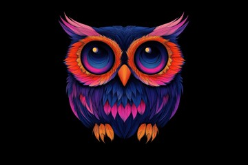 Fototapeta premium Colorful owl with vibrant feathers