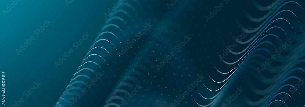 Leinwandbilder Abstract digital connection dots. Technology background. Network connection structure. 3d rendering. widescreen