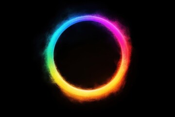 Naklejka premium Colorful neon circle lighting up dark background