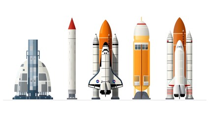 Iconic Depiction of a Space Shuttle Satellite and Rocket Symbolizing the Cutting Edge Advancements in Aerospace Engineering and Space Technology