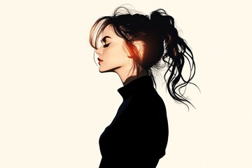 Naklejka premium This artwork features an elegant and artistic silhouette of a girl, capturing the essence of femininity through minimalist design
