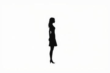 Obraz premium A graceful silhouette of a girl stands tall against a blank backdrop, embodying the essence of femininity and empowerment through minimalist artistry