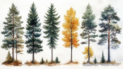 Fototapeta premium Autumn Trees in a Forest. Generative AI