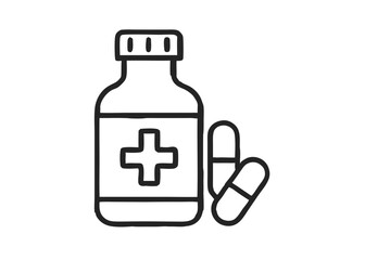 Medicine Bottle and Pills Vector Icon