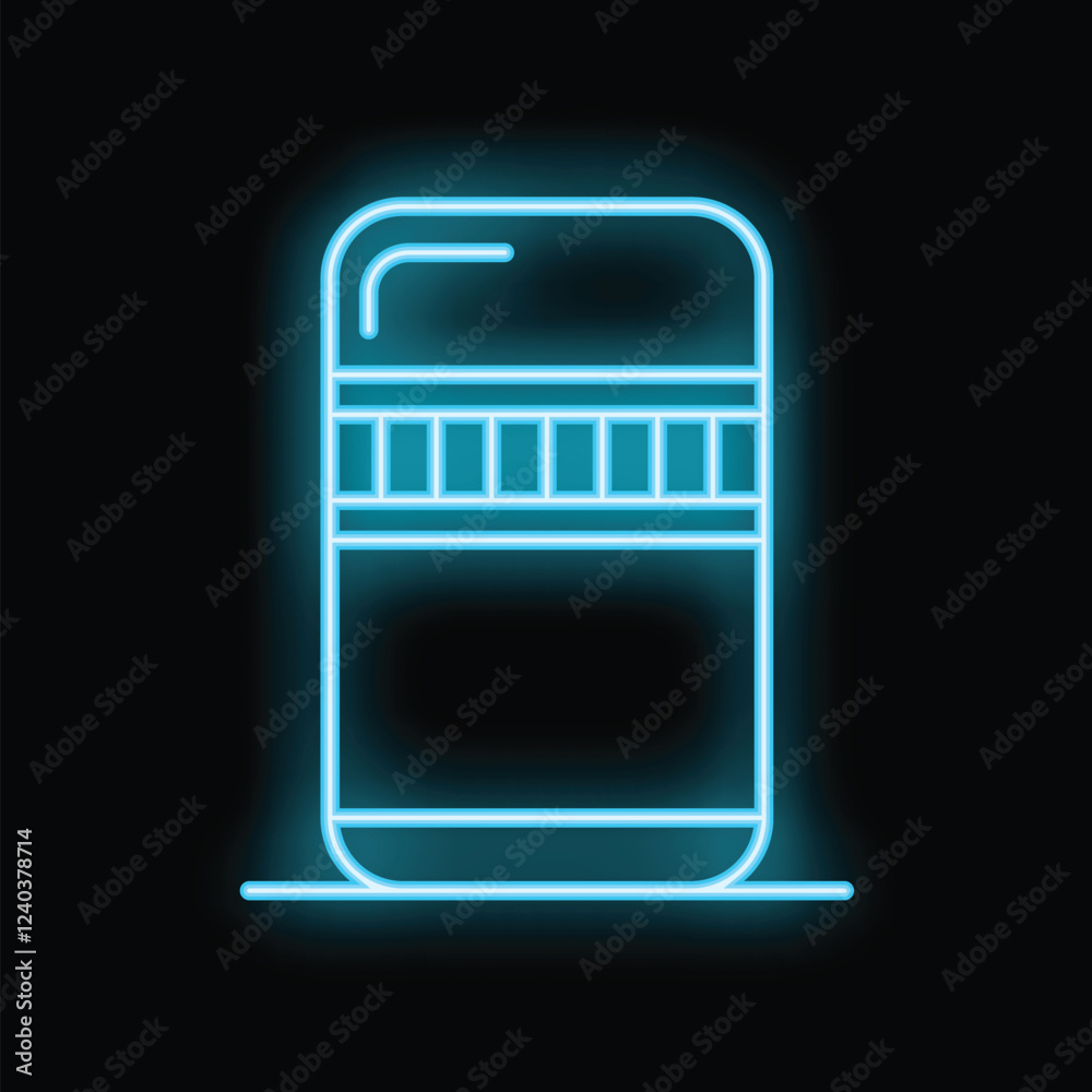 Wall mural glowing neon line database server icon isolated on black background vector illustration for design