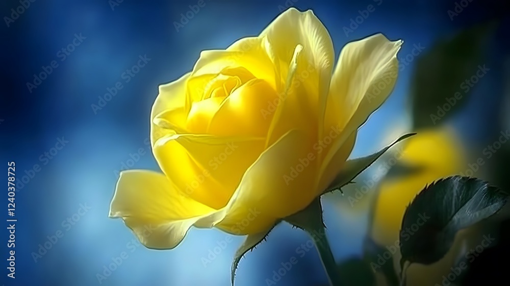 Canvas Prints Stunning Vibrant Yellow Rose Closeup Photography