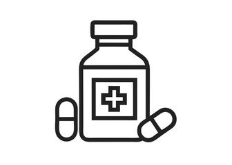 Medicine Bottle and Pills Vector Icon
