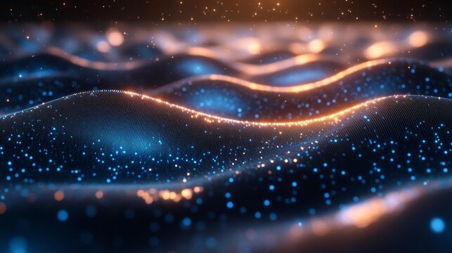 Glittering Digital Waves. Generative AI - Powered by Adobe