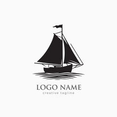Speedboat, boat, yacht, sea, marine, ship logo fully editable vector template
