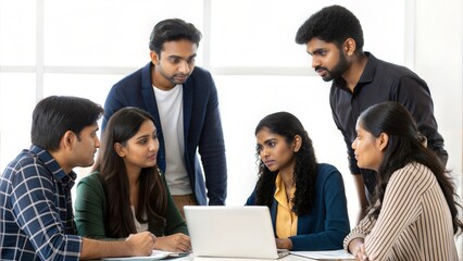 Fototapeta premium Indian Students Practicing for Debate Competition 