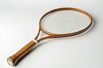Classic Tennis Racquet: Vintage Wooden Grip, Steel Strings, Elegant Design, Sport Equipment, Perfect for Retro Themes, Summer Sports, Athletic Gear, Courtside Action, Championship Match, Vintage      