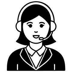 Call Center Icon Vector. Silhouette of Customer Support and Communication Symbol Design