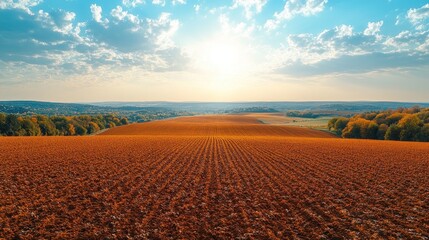 Autumnal Landscape Rolling Hills Farmland Field