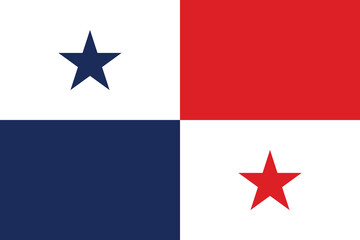 The flag of Panama. Flag icon. Standard color. Standard size. Rectangular flag. Computer illustration. Digital illustration. Vector illustration.