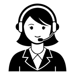 Call Center Icon Vector. Silhouette of Customer Support and Communication Symbol Design