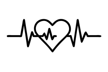 Heart beat cardiogram line icon vector