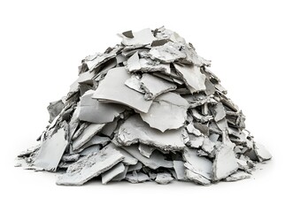 A pile of broken grey concrete rubble debris