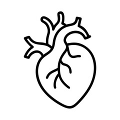 Human Heart Icon Vector. Line Art Anatomical and Medical Symbol Design