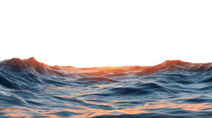 Serene ocean waves under a dramatic sunset sky, creating a tranquil atmosphere.