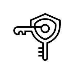 Shield Key Icon Vector. Security and Protection Symbol Design