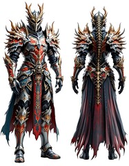 Dragon Knight Armor 3d Model Red Gold Fantasy Game