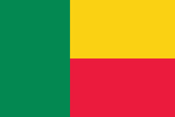 Benin flag. The official ratio. Flag icon. Standard color. Standard size. A rectangular flag. Computer illustration. Digital illustration. Vector illustration.